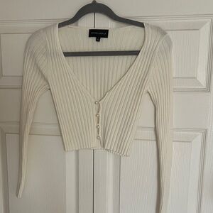 Cotton Candy Cream Ribbed Cardigan